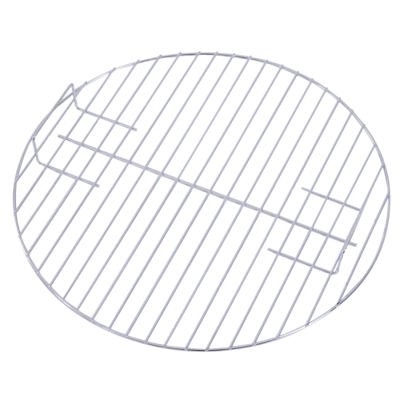 Outsunny Outdoor Portable Round Charcoal BBQ Grill with Wooden Handle, Bottom Shelves, Easy Cleaning for Party Patio