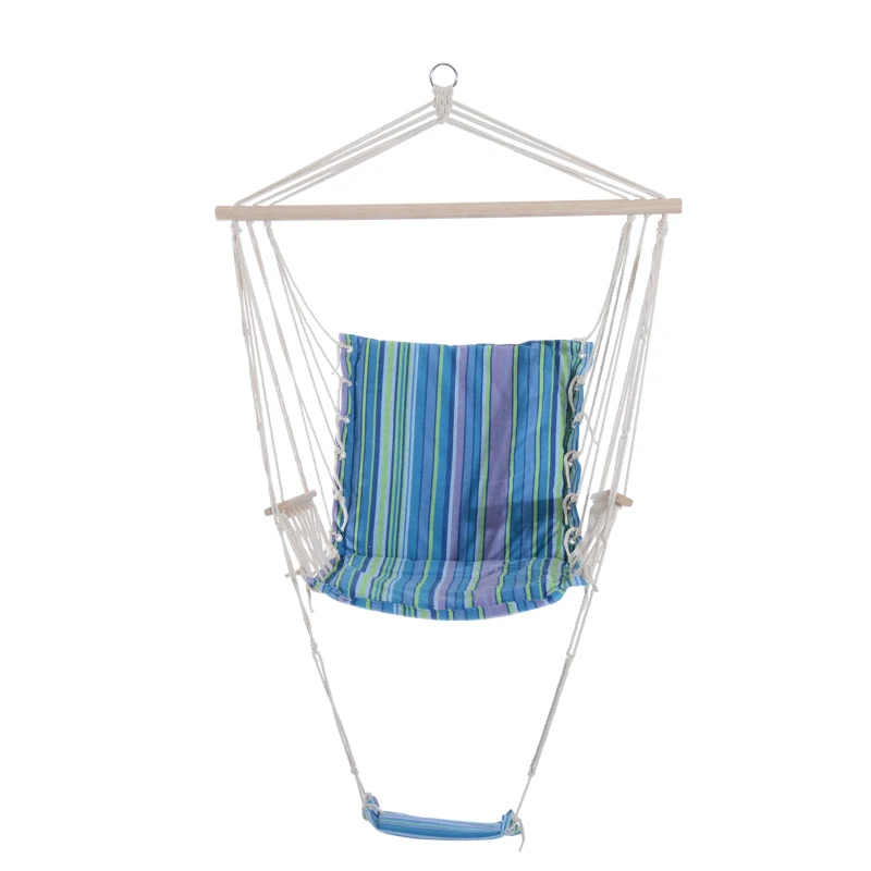 Outsunny Hanging Swing Chair, Seat Size:57W x 47.5D cm-Multi-Color/White Rope