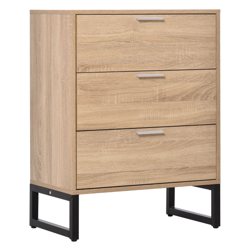 HOMCOM Chest of Drawers, 3 Drawers, Storage Cabinet Steel Frame Bedroom Living Room