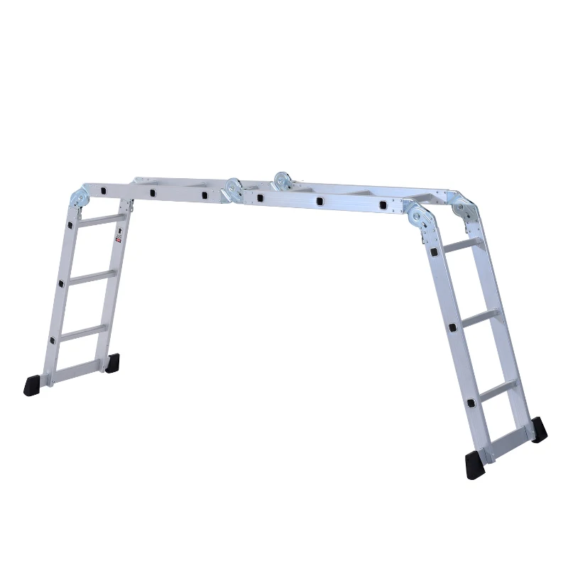 HOMCOM 370 cm Folding Aluminum Ladder A-type-Silver