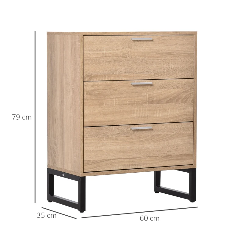 HOMCOM Chest of Drawers, 3 Drawers, Storage Cabinet Steel Frame Bedroom Living Room