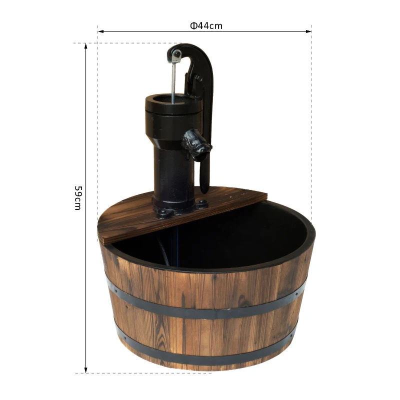 Outsunny Water Pump Fountain Barrel Elctric Tap Patio Wood Outdoor Garden