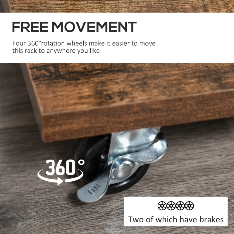 HOMCOM Clothing Garment Rack, Rolling Clothes Organizer on Wheels for Hanging Clothes