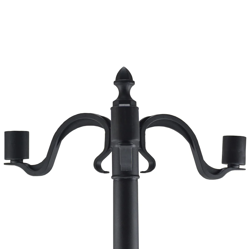 Outsunny 3-Solar Powered Lamp Post, IP44, 51.5Lx47Wx182.5H cm-Black