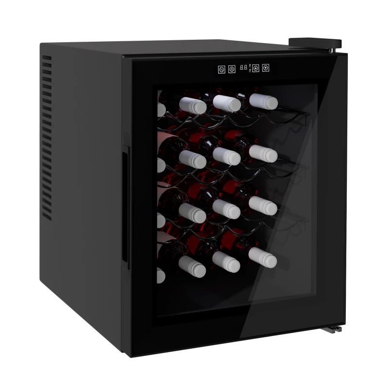 HOMCOM 16-Bottle Tempered Glass Mini Bar Cooler w/ LED Light Black