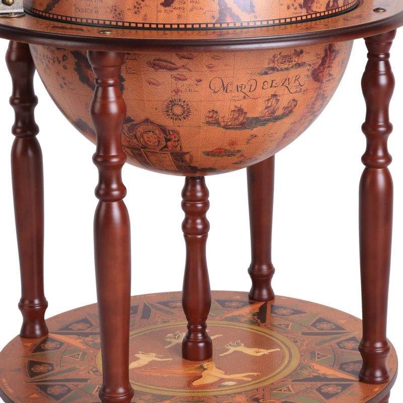 HOMCOM MDF Retro Globe Design Mini Bar Drinks Cabinet Brown