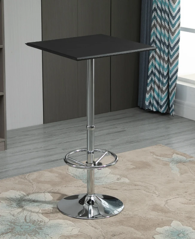 HOMCOM Square Pub Table Counter Bar Table Faux Leather Tabletop Adjustable Footrest