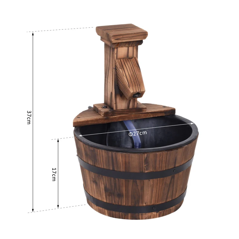 Outsunny Wood Barrel Pump Patio Water Fountain Water Feature Electric Garden