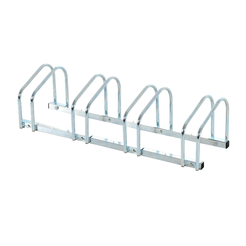 HOMCOM 4-Bike Floor Bike Stand-Silver