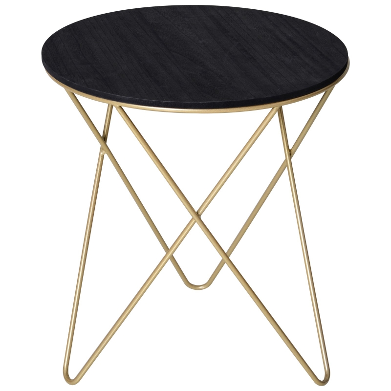 HOMCOM Metal Base Side Table MDF Surface Lift-Top Black/Gold