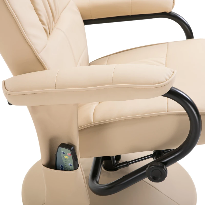 HOMCOM Reclining Massage Chair W/Footstool-Cream