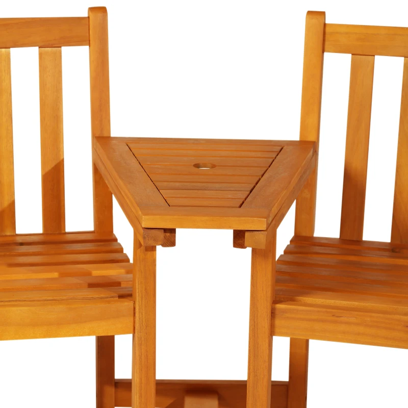 Outsunny Acacia Wood 2-Seater Outdoor Garden Armchair Bench w/ Table