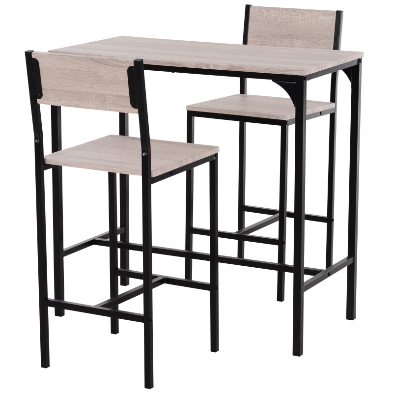 HOMCOM Metal Frame MDF Top Table & Bar Stool Set Black