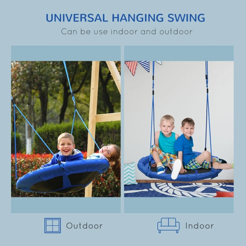 HOMCOM Kids Round Tree Swing ø100cm - Blue