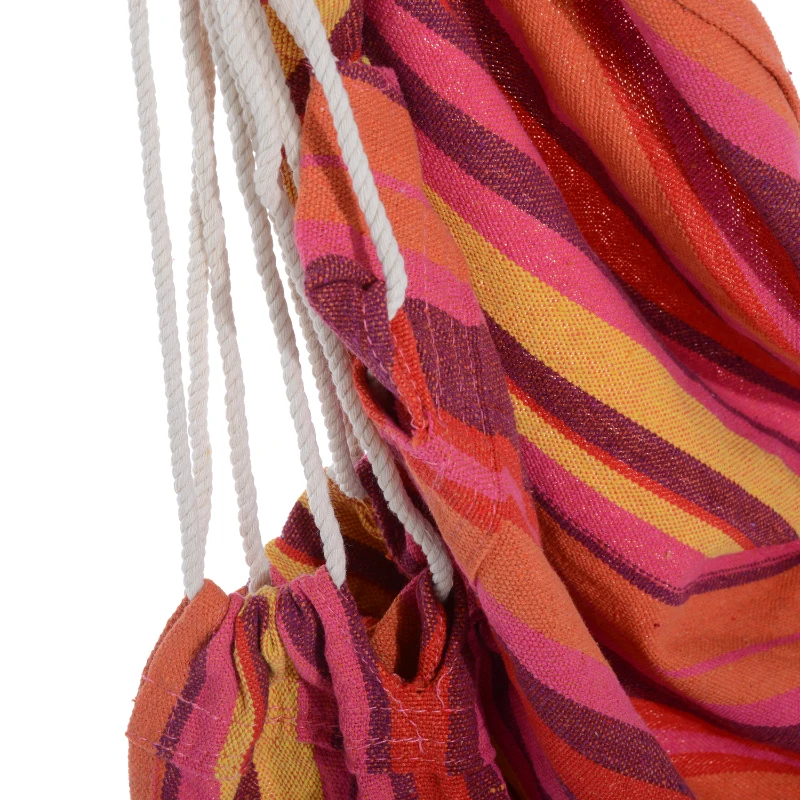 Outsunny Hanging Swing Chair, Cotton Cloth Size: 100L x 90W cm-Multicolour stripes, white rope