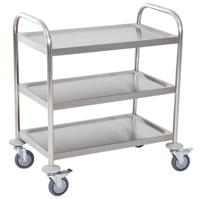 Stainless Steel 3 Tier Rolling Kitchen Service Cart Catering