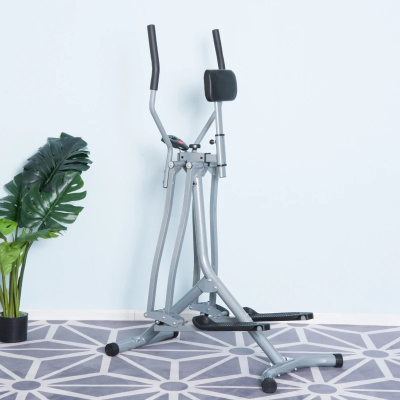 HOMCOM Air Walker Glider, Cross Trainer Fitness Machine, with LCD, for Home Gym, Grey(m-12)