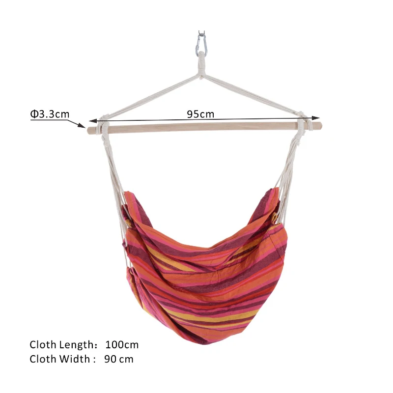 Outsunny Hanging Swing Chair, Cotton Cloth Size: 100L x 90W cm-Multicolour stripes, white rope