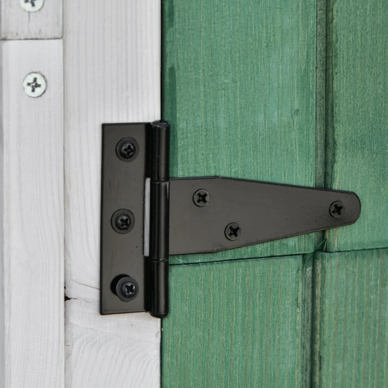 Outsunny Garden Wood Storage Shed with Workstation, Hooks, Asphalt Roof and Ground Nails