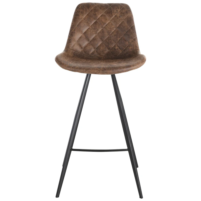 HOMCOM PU Leather Upholstered Twin-Pair Bar Stools Brown