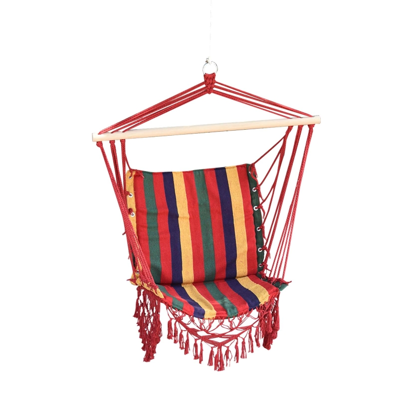 Outsunny Hammock Chair, 100Lx60Wx100H cm, Cotton/Polyester-Multicolour