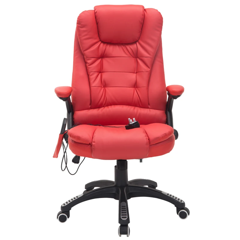HOMCOM PU Leather Office W/Massage Function, High Back-Red