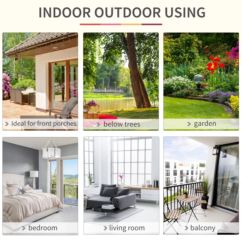 Outsunny Hanging Swing Chair, Cotton Cloth Size: 100L x 90W cm-Multicolour stripes, white rope