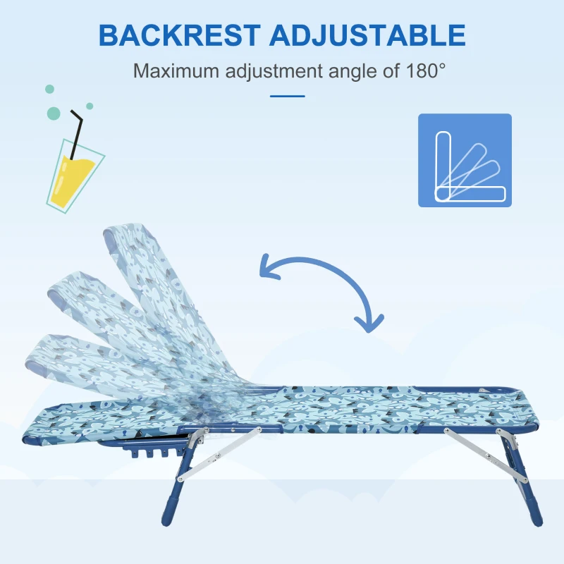 Outsunny Lounge Chair for Kids Foldable Adjustable 118 x 40 x 24cm Blue