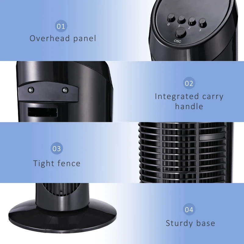 HOMCOM Fan Tower, φ27x75H cm-Black