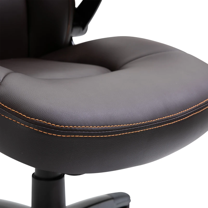 Vinsetto PU Leather Home Office Chair Ergonomic w/Contrast Stitching Brown
