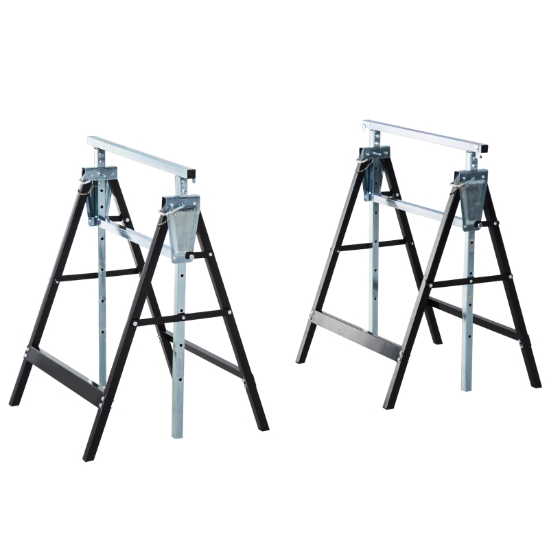 HOMCOM 2xTelescopic Builders Trestle Work Bench-Black