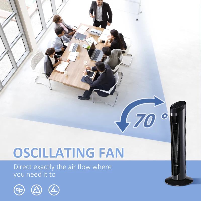 HOMCOM Fan Tower, φ27x75H cm-Black