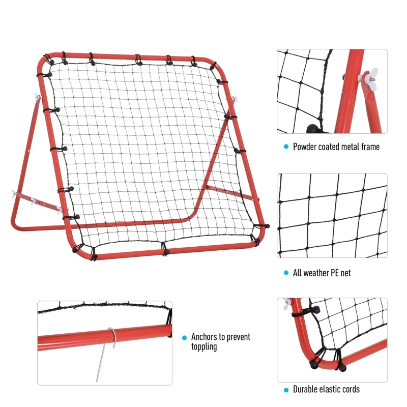 HOMCOM Rebounder Net Practise Kickback Target Goal Play Teens Adults Softball Training Aid Red