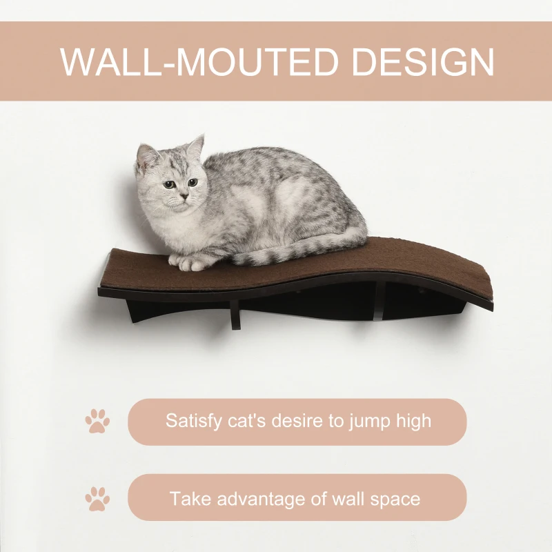 PawHut Wall Mounted Cat Shelf Perch Kitten Bed w/ Removable Carpet Accessories