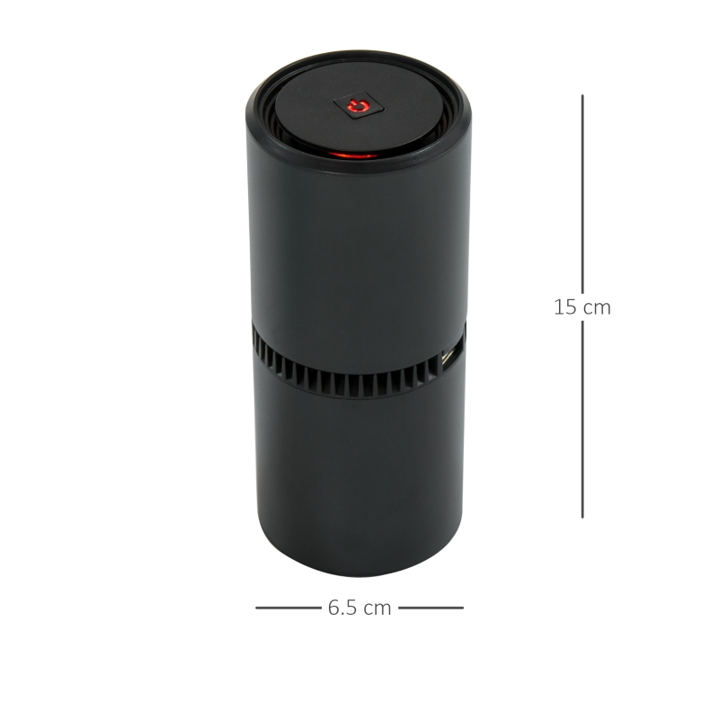 HOMCOM Portable Air Purifier with 2 USB Plug for Car Home Office Dust Odor Black