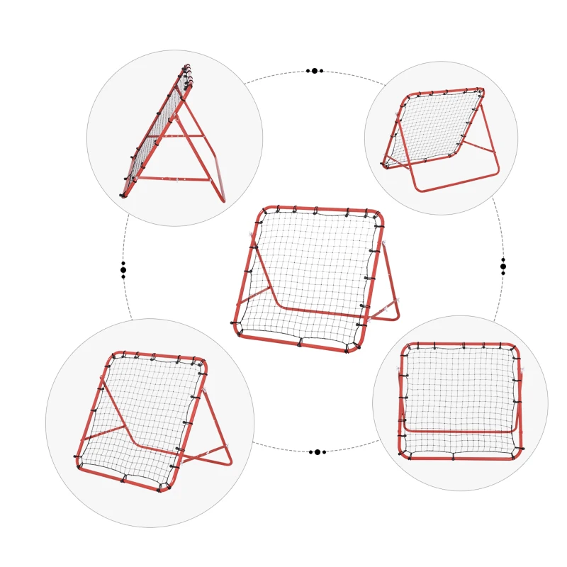 HOMCOM Rebounder Net Practise Kickback Target Goal Play Teens Adults Softball Training Aid Red