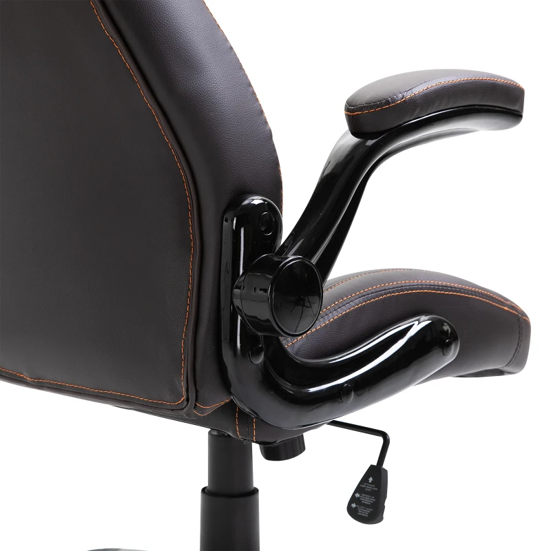 Vinsetto PU Leather Home Office Chair Ergonomic w/Contrast Stitching Brown
