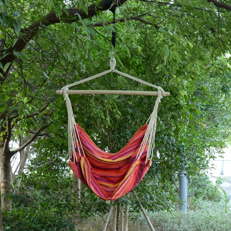 Outsunny Hanging Swing Chair, Cotton Cloth Size: 100L x 90W cm-Multicolour stripes, white rope