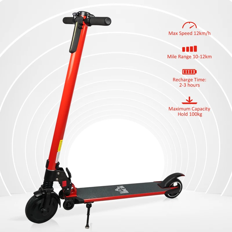 HOMCOM Aluminium Alloy Speed Adjustable Electric Scooter w/ Light Red