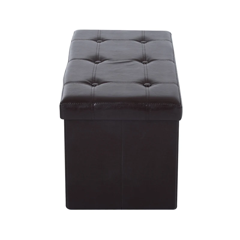 HOMCOM Folding Storage Cube, PU Leather-Brown