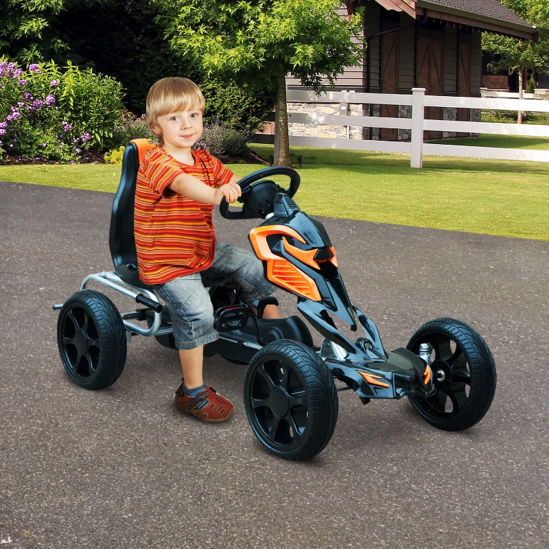 Homcom Pedal Go Kart Children'S Go Karts W/Eva Wheels -Orange/Black