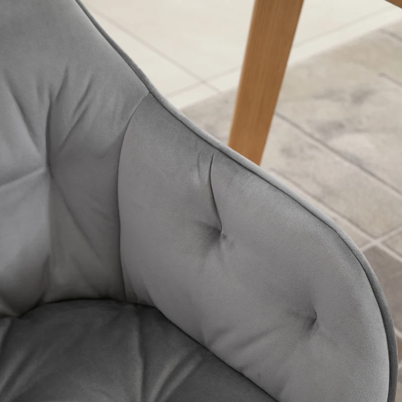 HOMCOM Tufted Dining Chairs Velvet-Touch Fabric Accent Chairs with Wood Legs