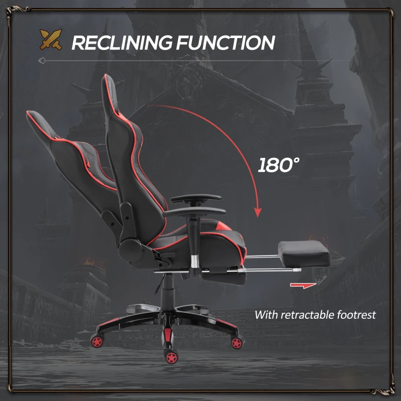 HOMCOM Gaming Executive Office Chair, PU Leather-Red