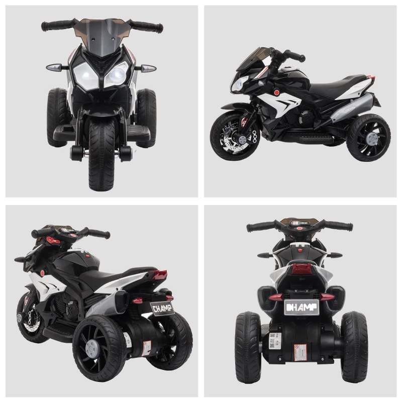 HOMCOM Kids 6V Battery Steel Enforced Motorcycle Ride On Trike Black