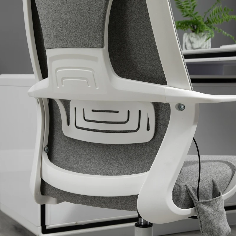 Vinsetto Office Swivel Chair w/ Massage function Lumbar Cushion Adjustable seat & headrest height - White/Grey