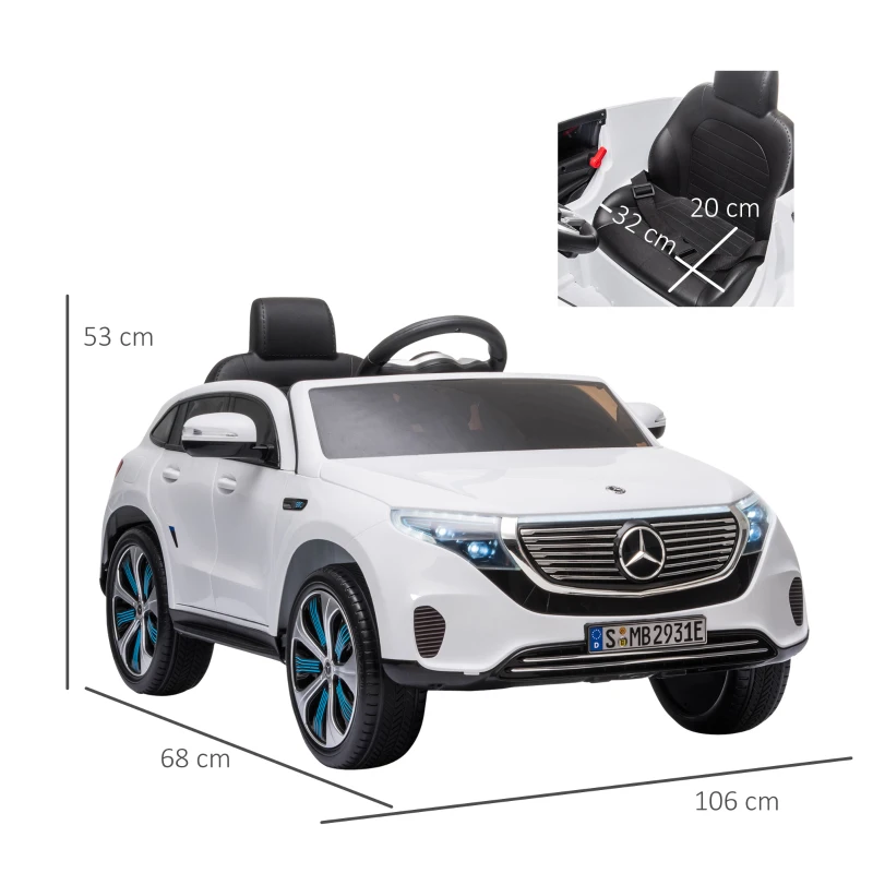 HOMCOM Benz EQC 400 12V Kids Electric Ride On Car Toy w/ Remote Control