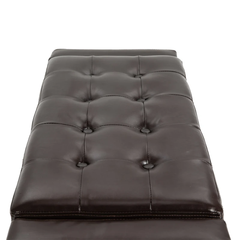 HOMCOM PU Leather Upholstered Lift-Top Tufted Ottoman Brown