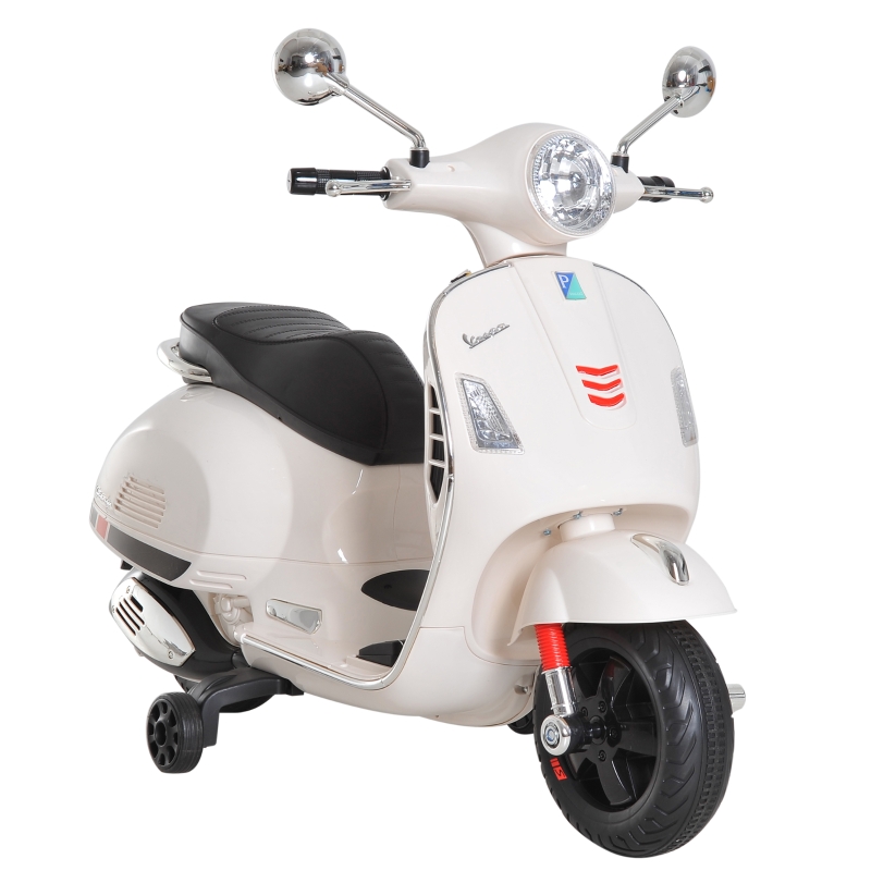 HOMCOM Kids Ride On Motorcycle Vespa Licensed Boys Girls 6V Music LED Lights MP3 Horn
