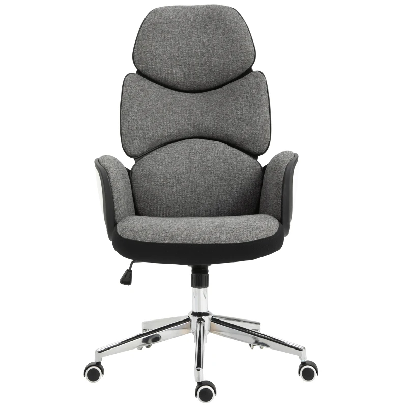 Vinsetto Linen Upholstered High-Back Home Office Chair White/Grey