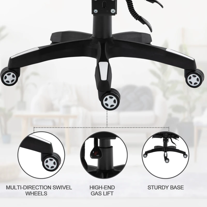 Vinsetto PU Leather Retractable Footrest Gaming Chair w/ Pillows White/Black